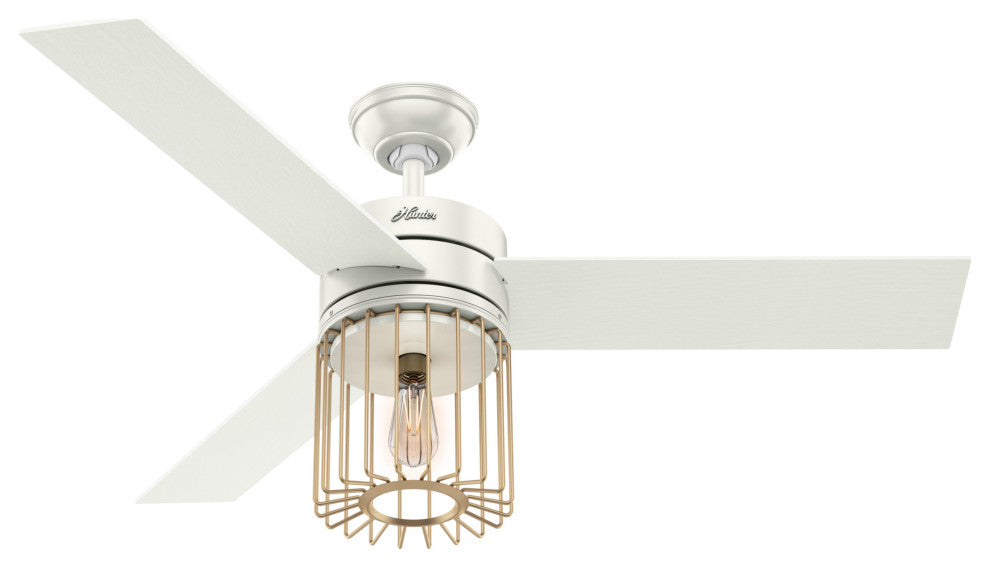 Hunter Fan Company  52" Ronan  Ceiling Fan With Light + Remote, Fresh White