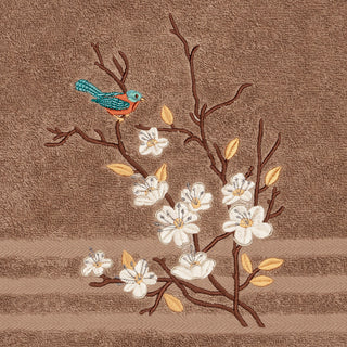 Linum Home Textiles Spring Time Embellished, Latte, Bath Towel, Single