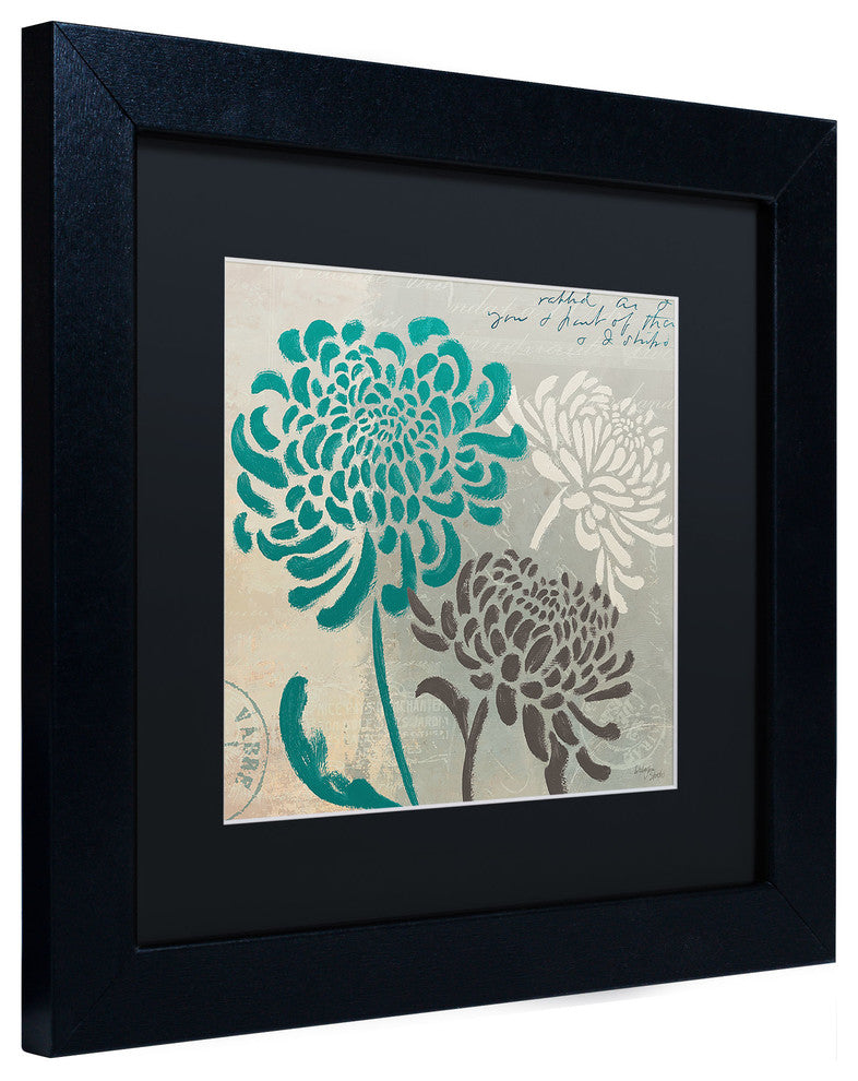 'Chrysanthemums I' Matted Framed Canvas Art by Wellington Studio