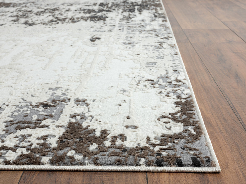 Abani Aspen Collection ASP140A Contemporary Gray Beige Washed Out Area Rug