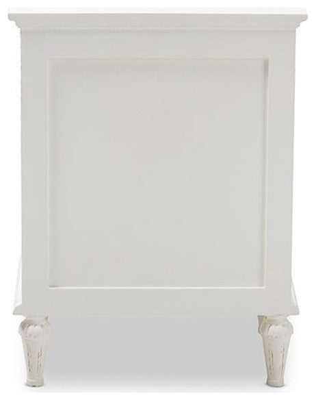 Venezia French-Inspired Rustic Whitewash Wood 3-Drawer Nightstand