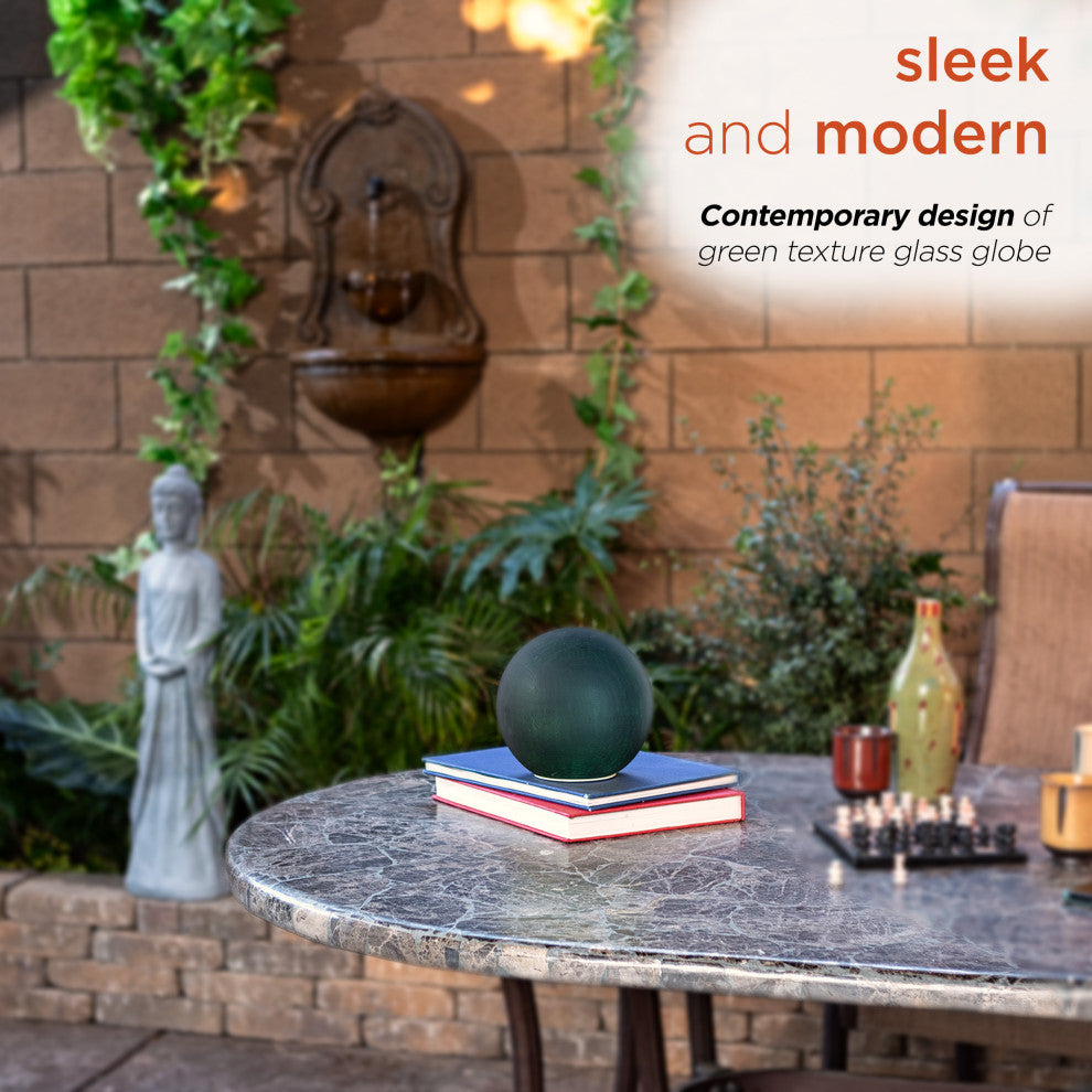 Green Textured Glass Gazing Globe with LED Lights