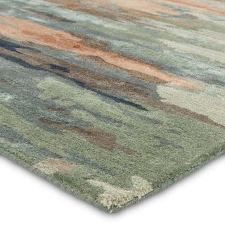 Ryenn Handmade Abstract Sage/ Peach Area Rug 6'X9'