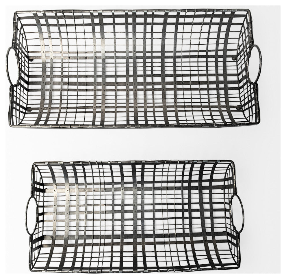 Kenneth Gray Metal Baskets, 2-Piece Set