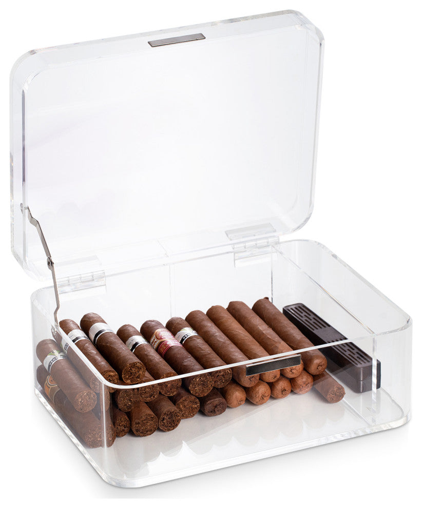 Clear Acrylic Humidor For 60 Cigar, Magnetic Closure