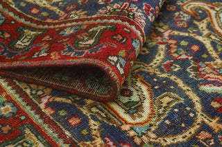 Fine Vintage Distressed Nasira Red/Navy Rug, 4'5 x 6'7