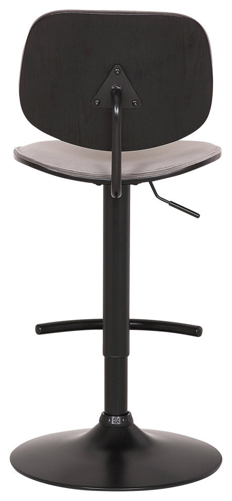 Nancy Adjustable Gray Velvet Swivel Barstool In Black Powder Coated Finish