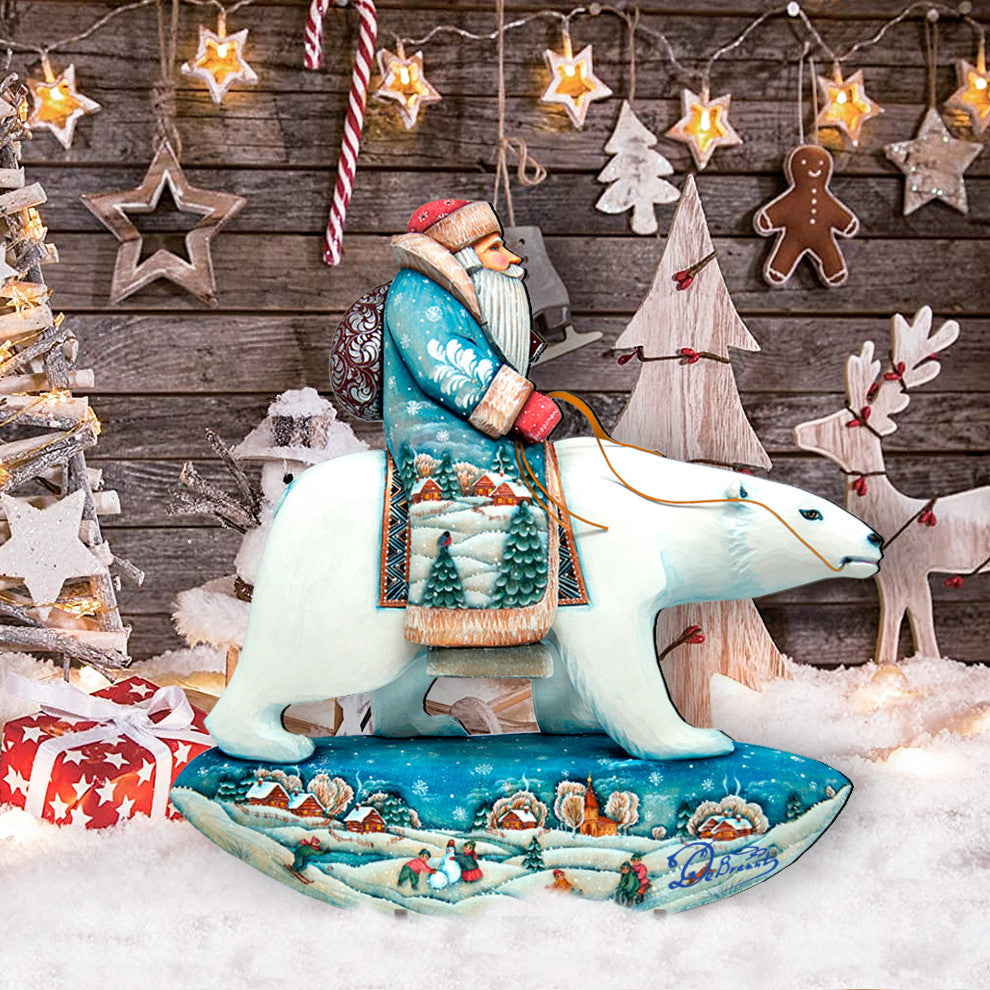 Polar Bear Santa Free Standing  Garden Decor