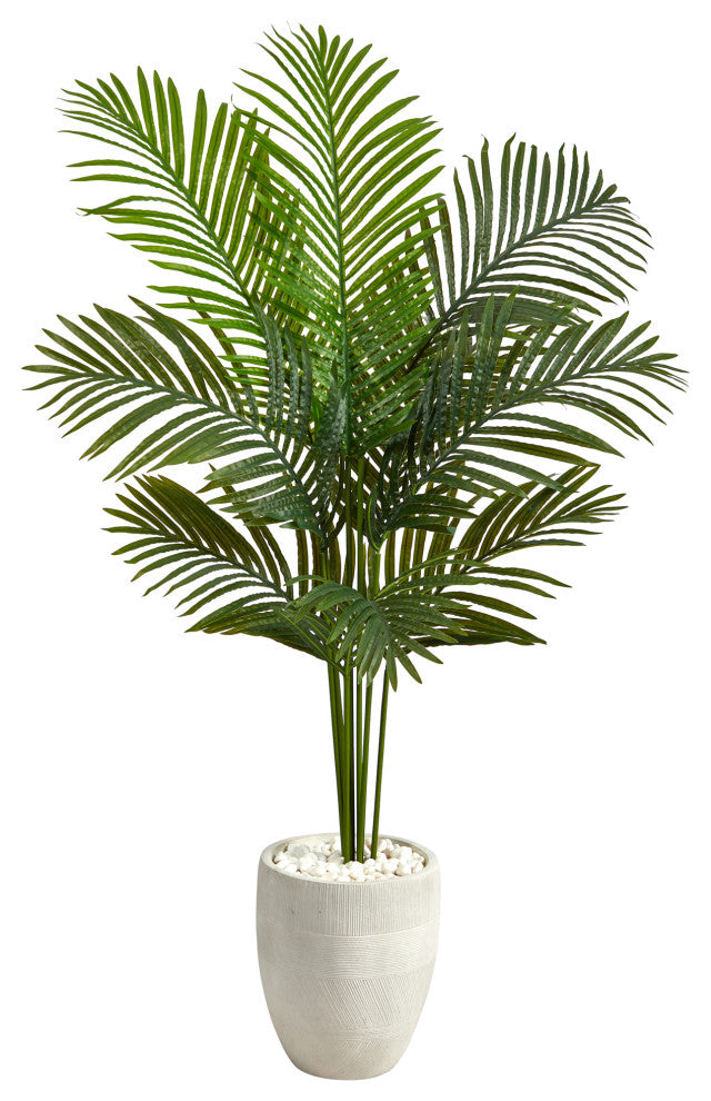 5' Paradise Palm Artificial Tree, White Planter