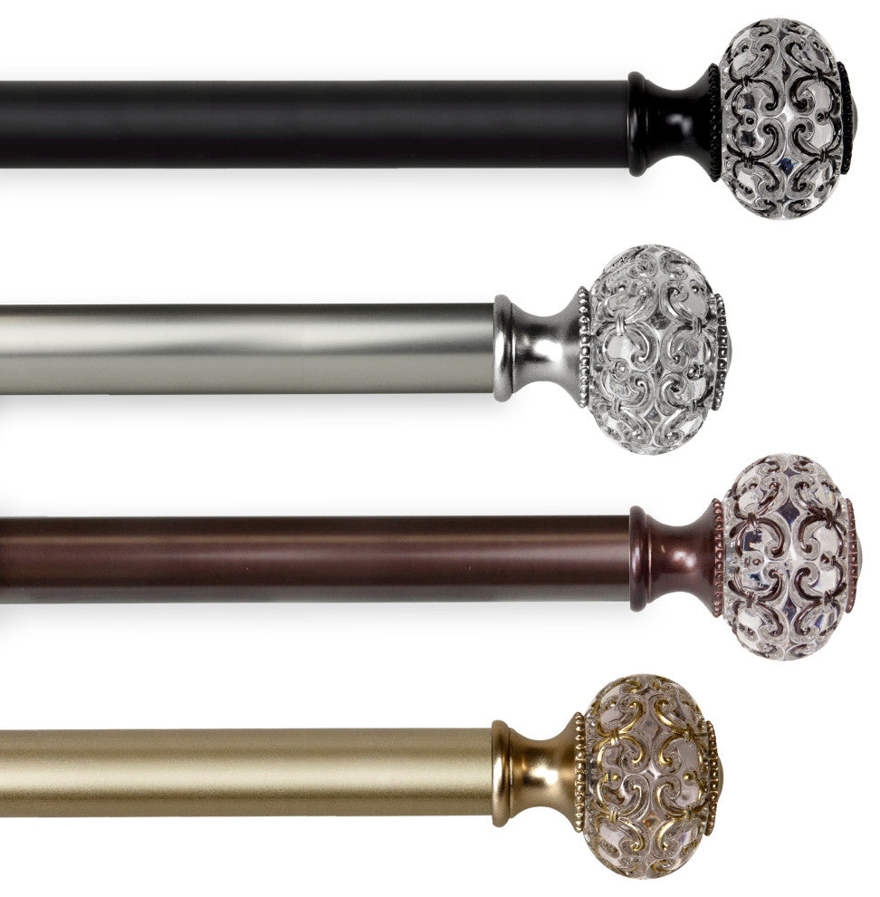 Bailey 1" Curtain Rod, Satin Nickel, 120-170"