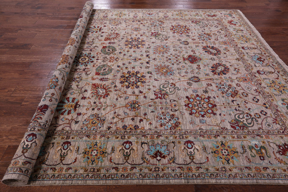 9' 1" X 12' 1" Persian Tabriz Hand Knotted Wool Rug Q11310