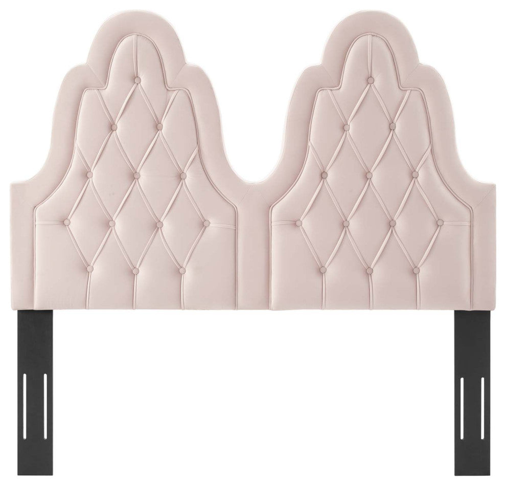 Tufted Headboard, Twin Size, Velvet, Pink, Modern Contemporary, Bedroom Master