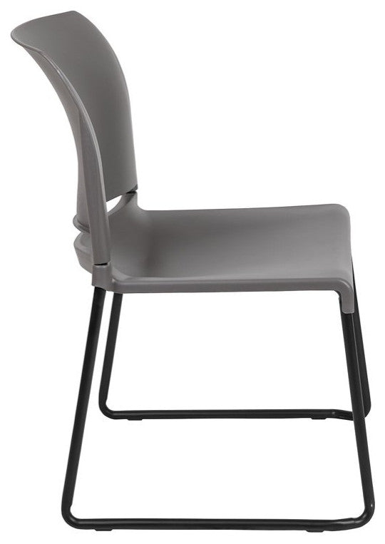 Set of 5 Multifunctional Stackable Chair, Plastic Seat With Sled Base, Gray