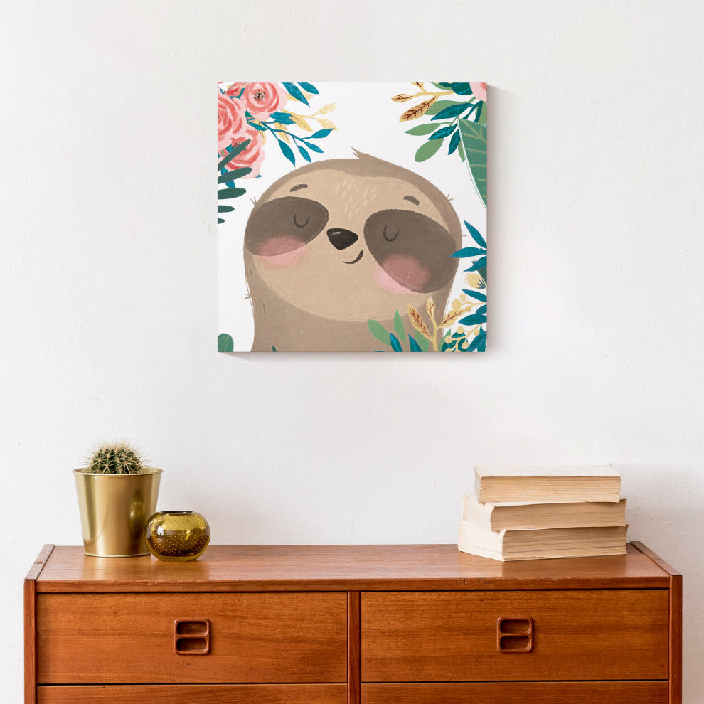 Bashful Sloth 12x12 Canvas Wall Art