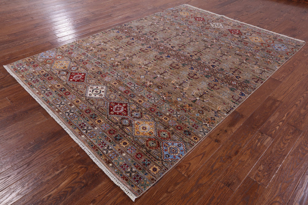 Tribal Persian Gabbeh Handmade Wool Rug 6' 10" X 9' 9" Q10342