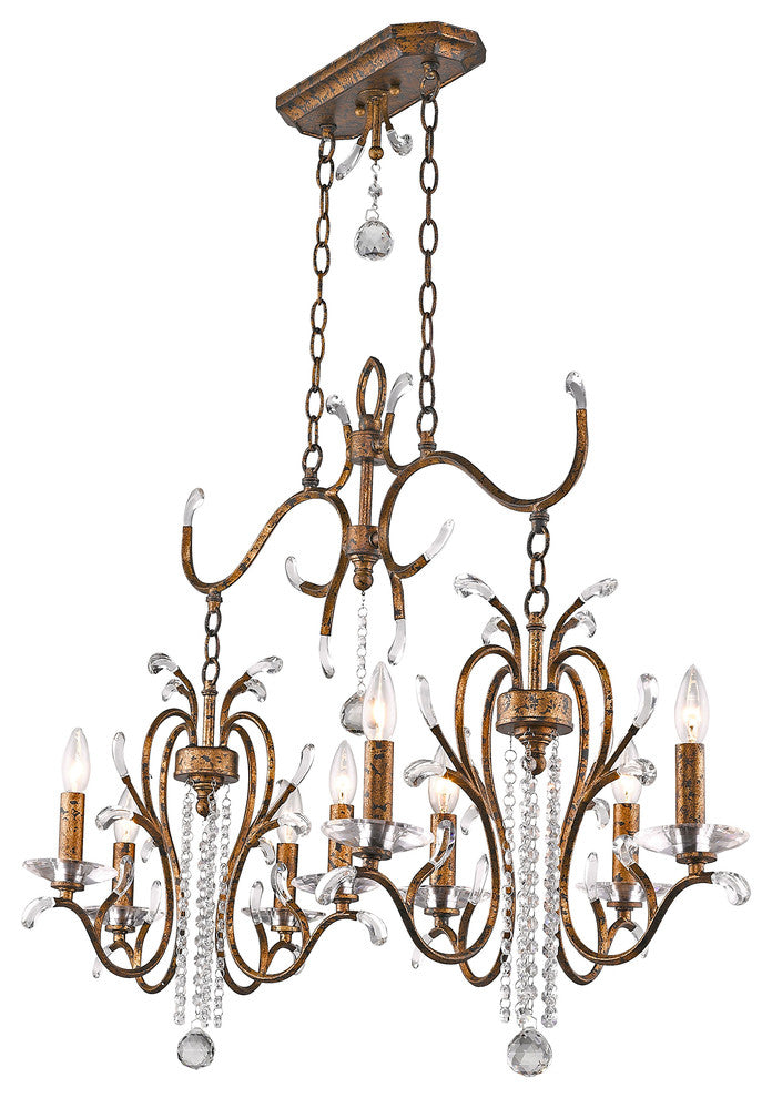 Serafina Island Chandelier, Hand-Applied Venetian Golden Bronze