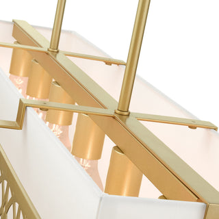 Soft Gold Fretwork, Ornamental, Transitional, Sophisticated Linear Chandelier