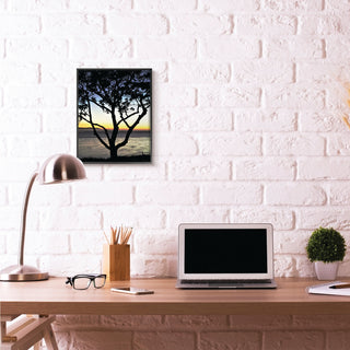 Tree Silhouette Landscape Photograph, 16"x20", Black Frame
