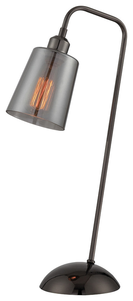 Table Lamp, Gunmetal and smoked Chrome Glass, E27 Vintage 60w