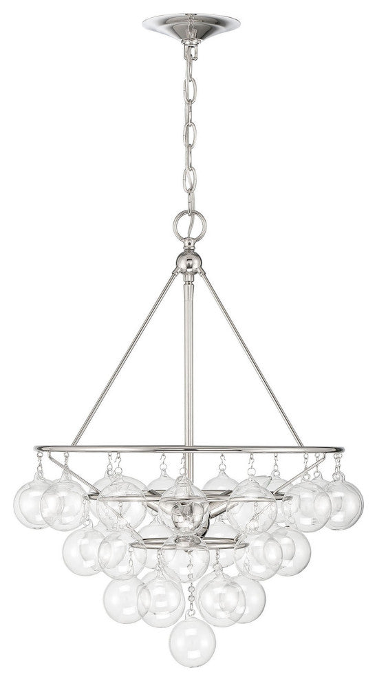 Isla 3-Light Nickel and Glass Contemporary Chandelier