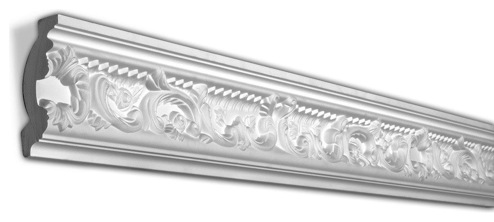 5" Face, Thick Floral Polyurethane Crown Moulding, 2-Pack