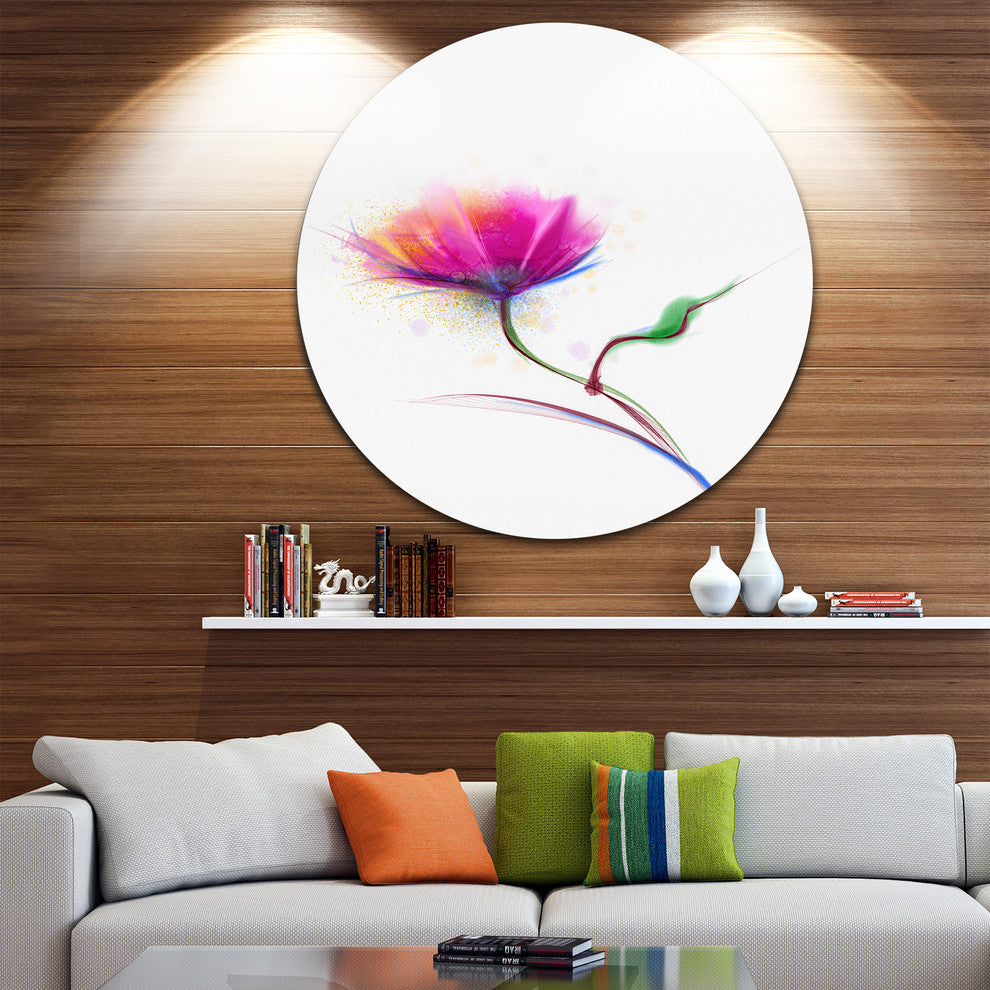Isolated Purple Poppy Flower, Flower Round Wall Art, 23"