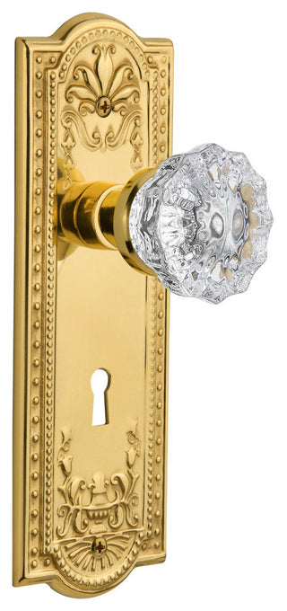Meadows Plate Passage Crystal Glass Knob, Polished Brass