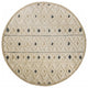 6" Round Cream and Blue Striped Diamonds Area Rug