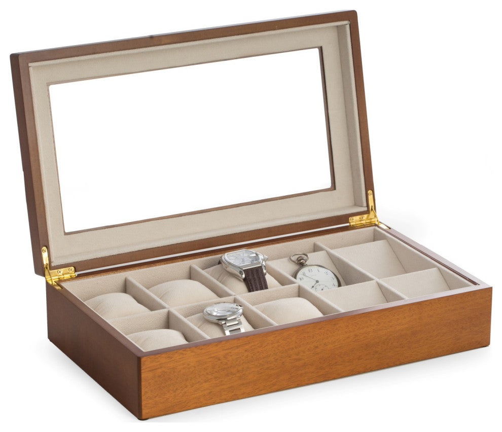 Cherry Wood 6 Watch and 4 Pocket Watch Storage Box