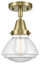Innovations 447-1C-AB-G322-LED Olean 1 Light 6.75" Flush Mount, Antique Brass
