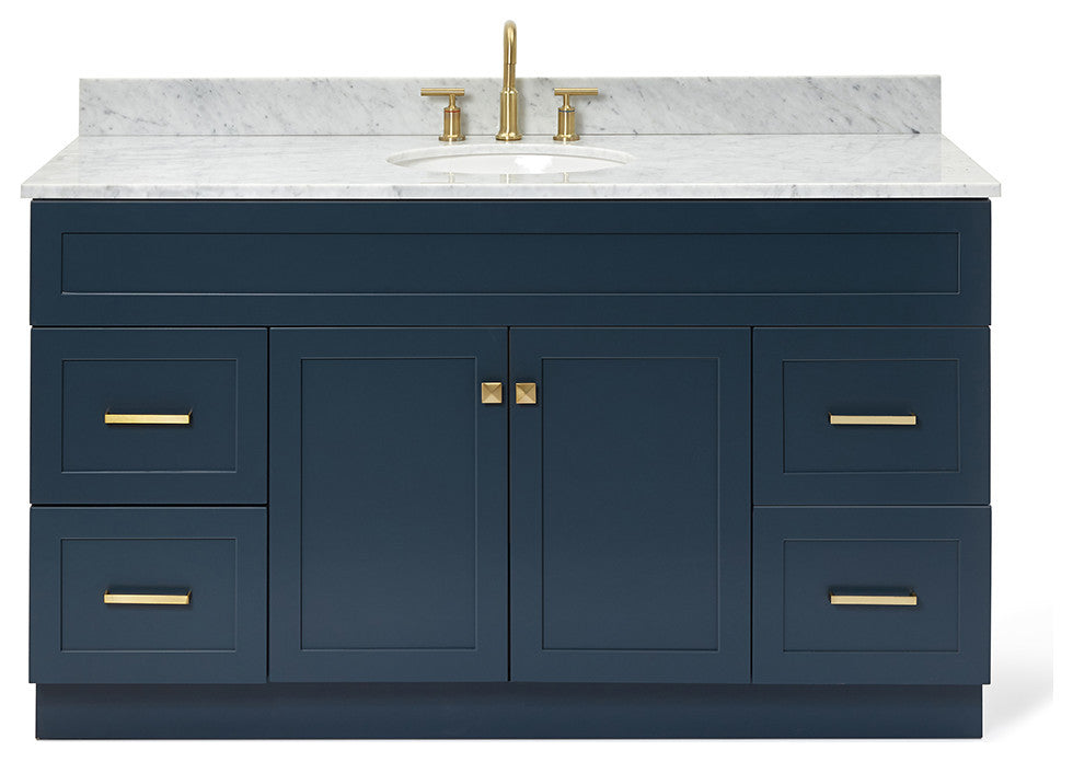 Ariel Hamlet 61" Oval Sink Bath Vanity, 0.75" Carrara Marble