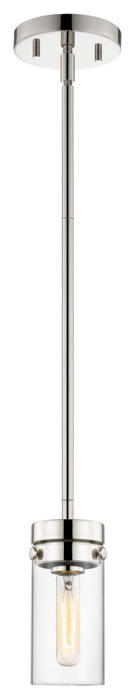 Intersection 1-Light Mini Pendant, Polished Nickel With Clear Glass