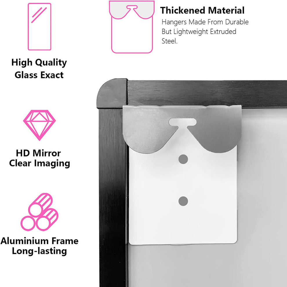 16" W x 61" H Rectangular Framed Freestanding Mirror, Black