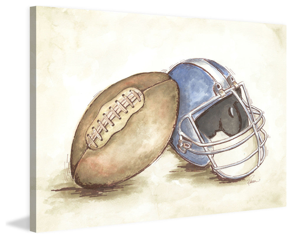 Marmont Hill, "Football Gear" by Reesa Qualia Painting on Wrapped Canvas, 18x12