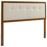 Draper Tufted King Fabric and Wood Headboard Walnut Beige