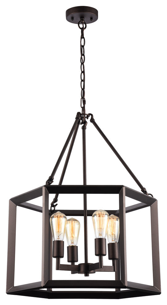 CHLOE Ironclad Industrial Style 4-Light Oil Rubbed Bronze Ceiling Pendant 21" W