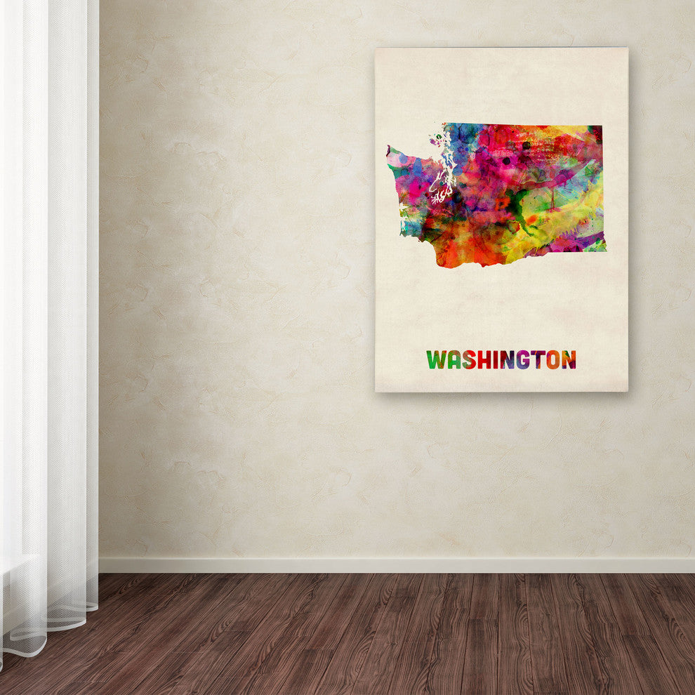 'Washington Map' Canvas Art by Michael Tompsett