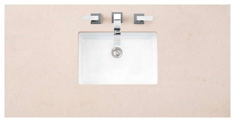 De Soto 48" Single Vanity, Bright White, 3CM Eternal Marfil Quartz Top