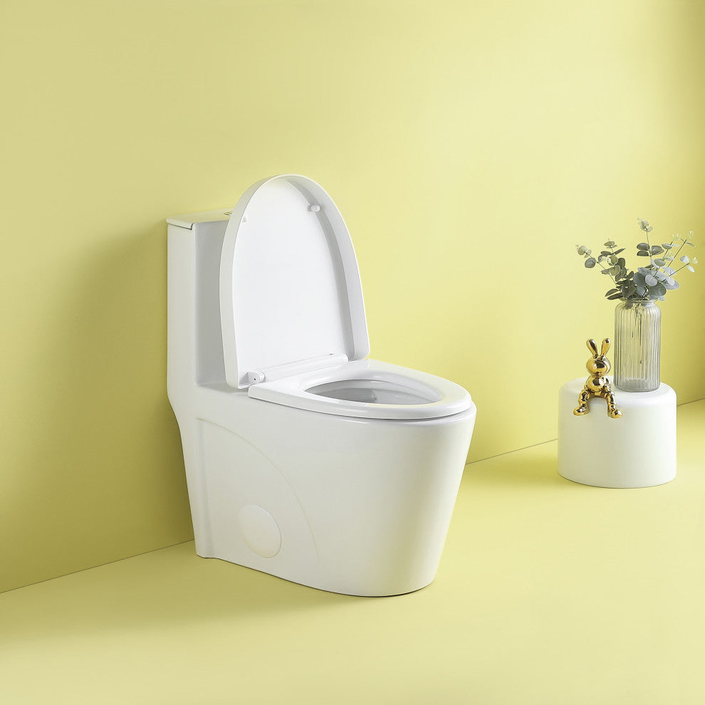 One-piece 1.1/1.6 GPF Dual Flush Elongated Toilet with Soft-Close Seat