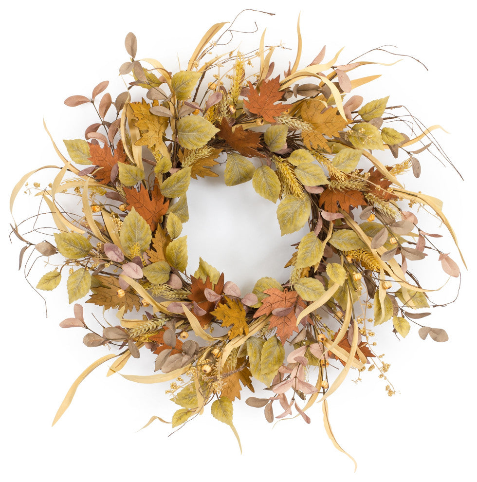 Fall Leaf and Mini Pumpkin Wreath