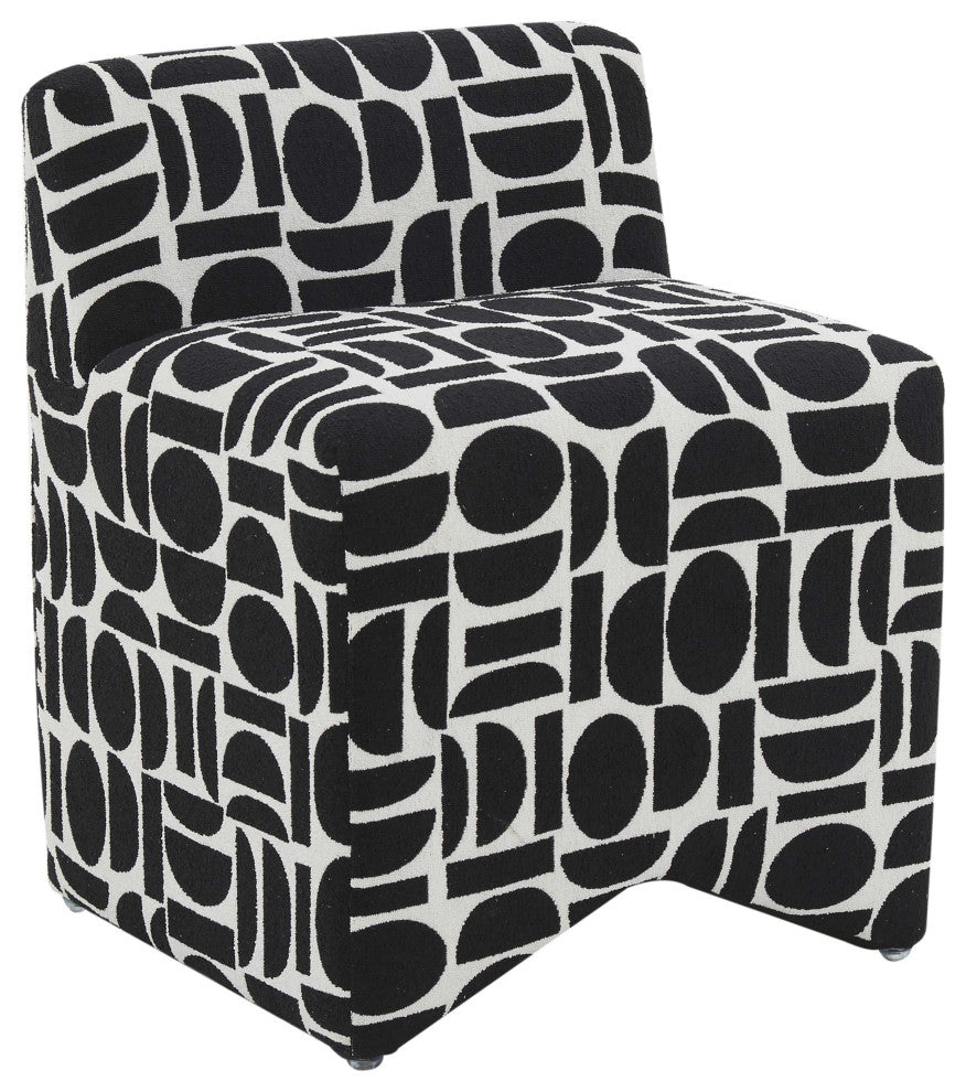 Pippa Black Geometric Jacquard Weave Stool
