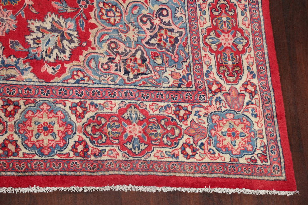 Consigned, Vintage Handmade Oriental Traditional Persian Area Rug, Red, 10x15