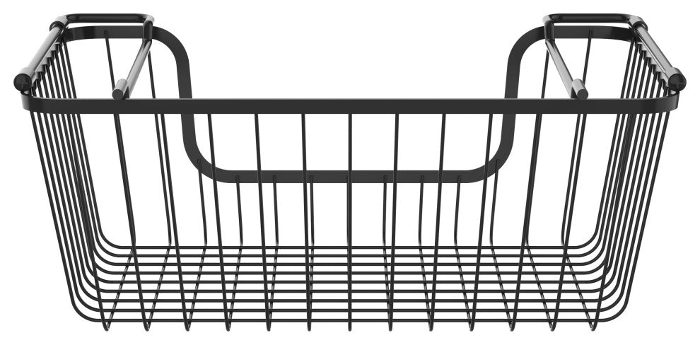 Oceanstar Stackable Metal Wire Storage Basket Set of 2, Black, Wide