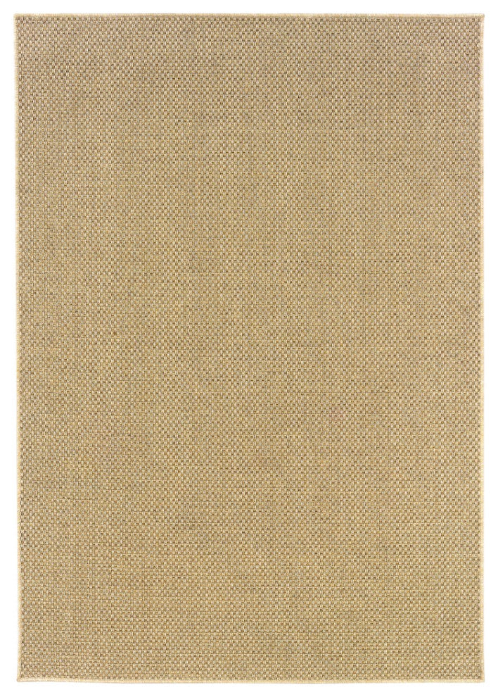 7"x10" Solid Sand Beige Indoor Outdoor Area Rug