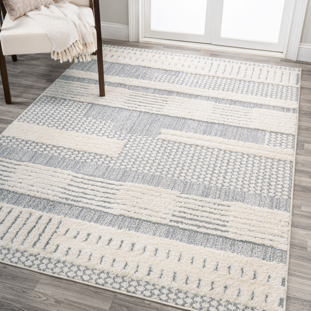 Kerstin Geometric High-Low Cream/Gray 3'x5' Area Rug