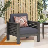 Rabun Outdoor Acacia Wood Club Chairs with Cushions, Dark Gray, Single