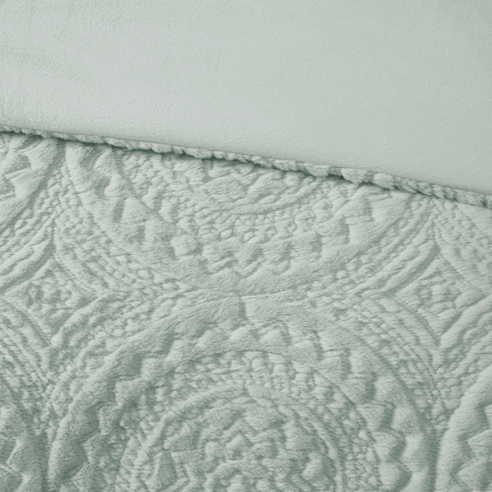 Madison Park Arya Medallion Faux Fur Plush Comforter Mini Set