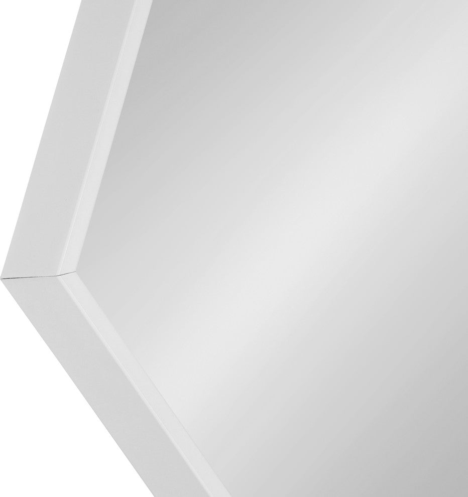Rhodes Framed Hexagon Wall Mirror, White, 31x22