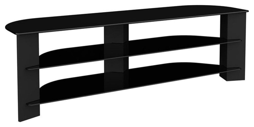 AVF Wood Glass Varano TV Stand with Glass Shelves for TVs 37" to 70" in Black
