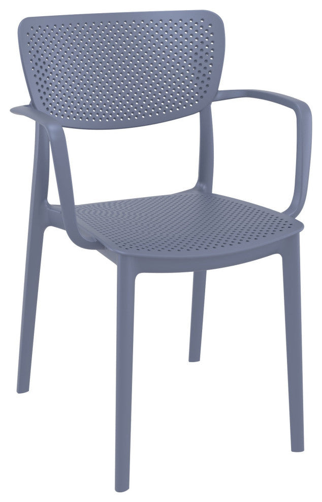 Loft Outdoor Dining Set With 6 Arm Chairs and 55" Extension Table Dark Gray